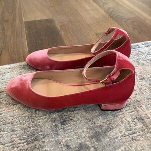 Cole Haan Pink Velvet Flats with Ankle Straps 8.5